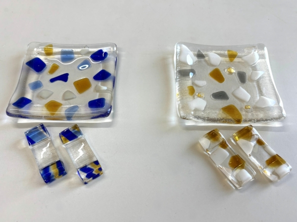 ヤン気まロケ土産：ガラスの小皿＆箸置きセット